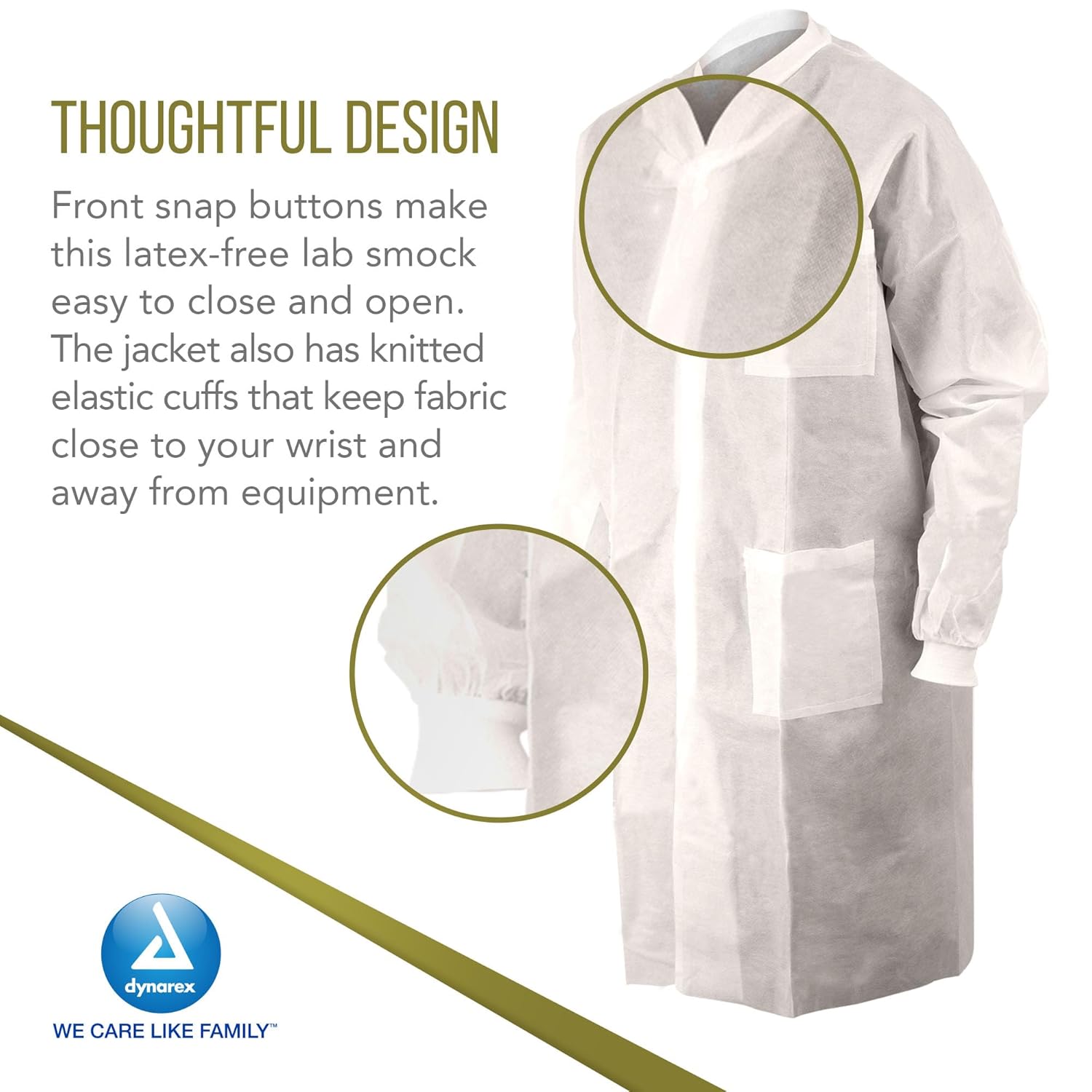 dynarex disposable lab coats with pockets