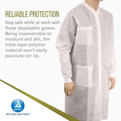 dynarex disposable lab coats with pockets