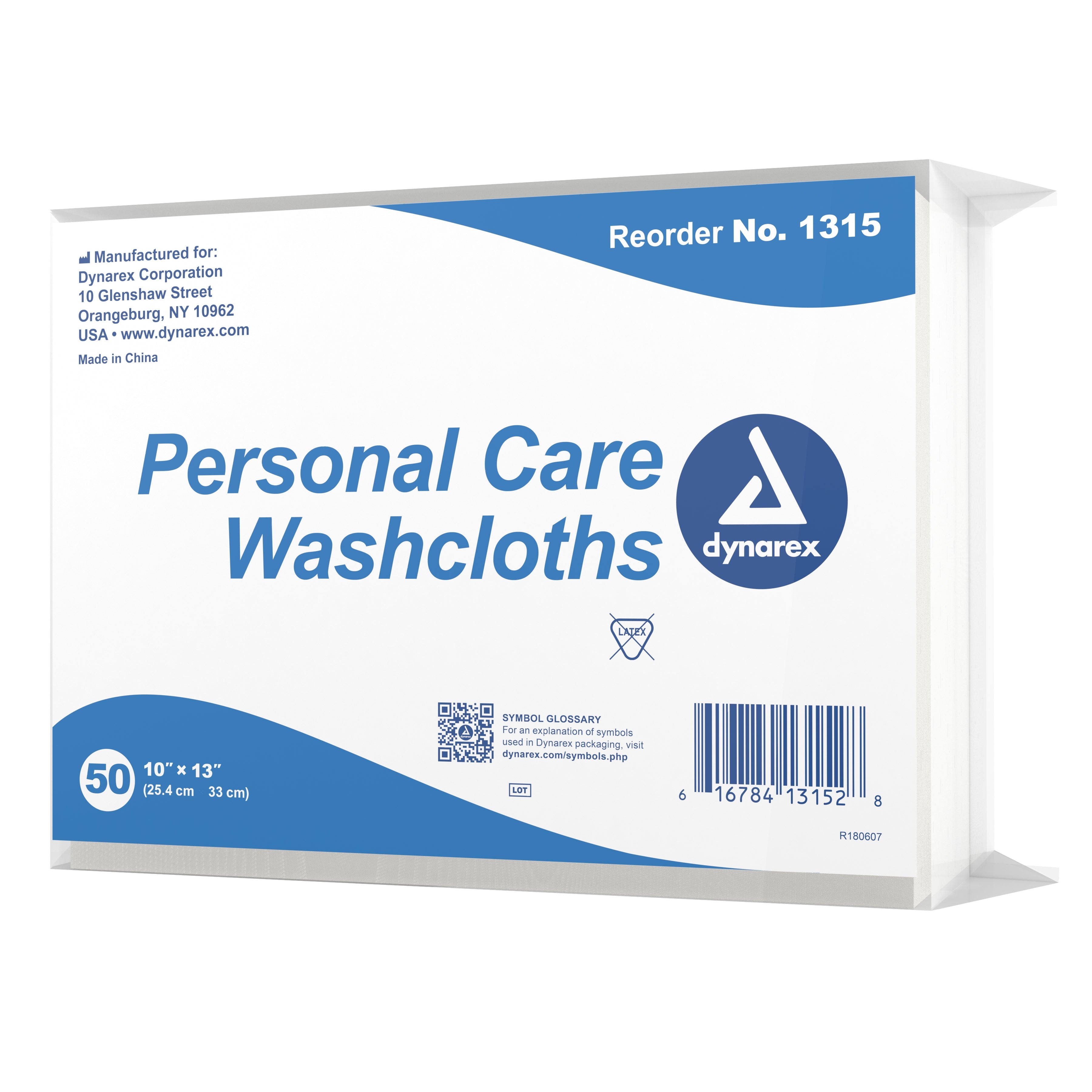 Washcloth Dynarex 10 X 13 Inch White Disposable