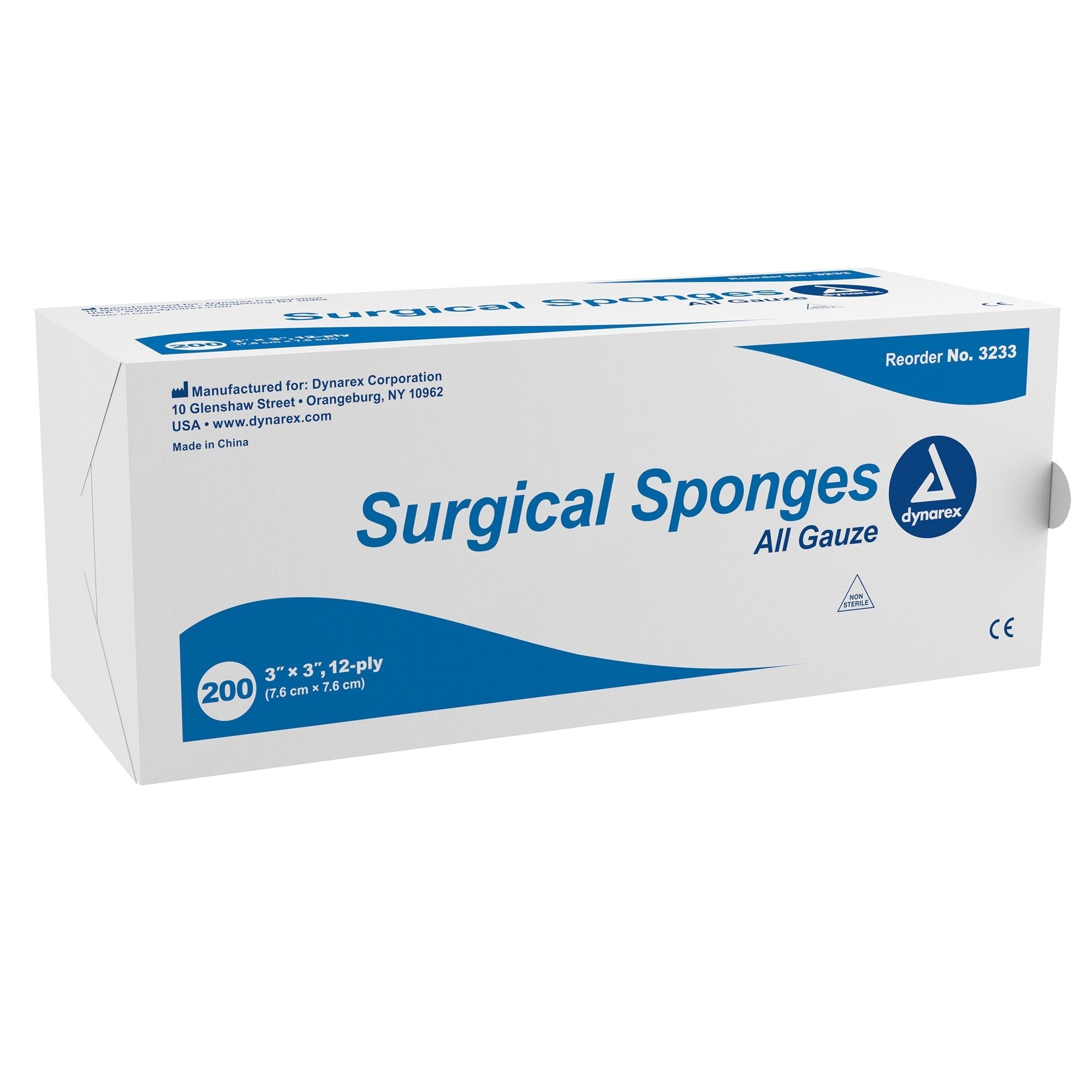 Gauze Sponge Dynarex 3 X 3 Inch 12 Ply NonSterile 200 per Pack