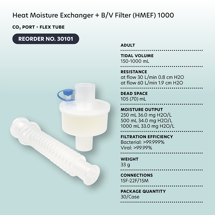 dynarex heat moisture exchanger bv filter hmef 1500 co2 port f