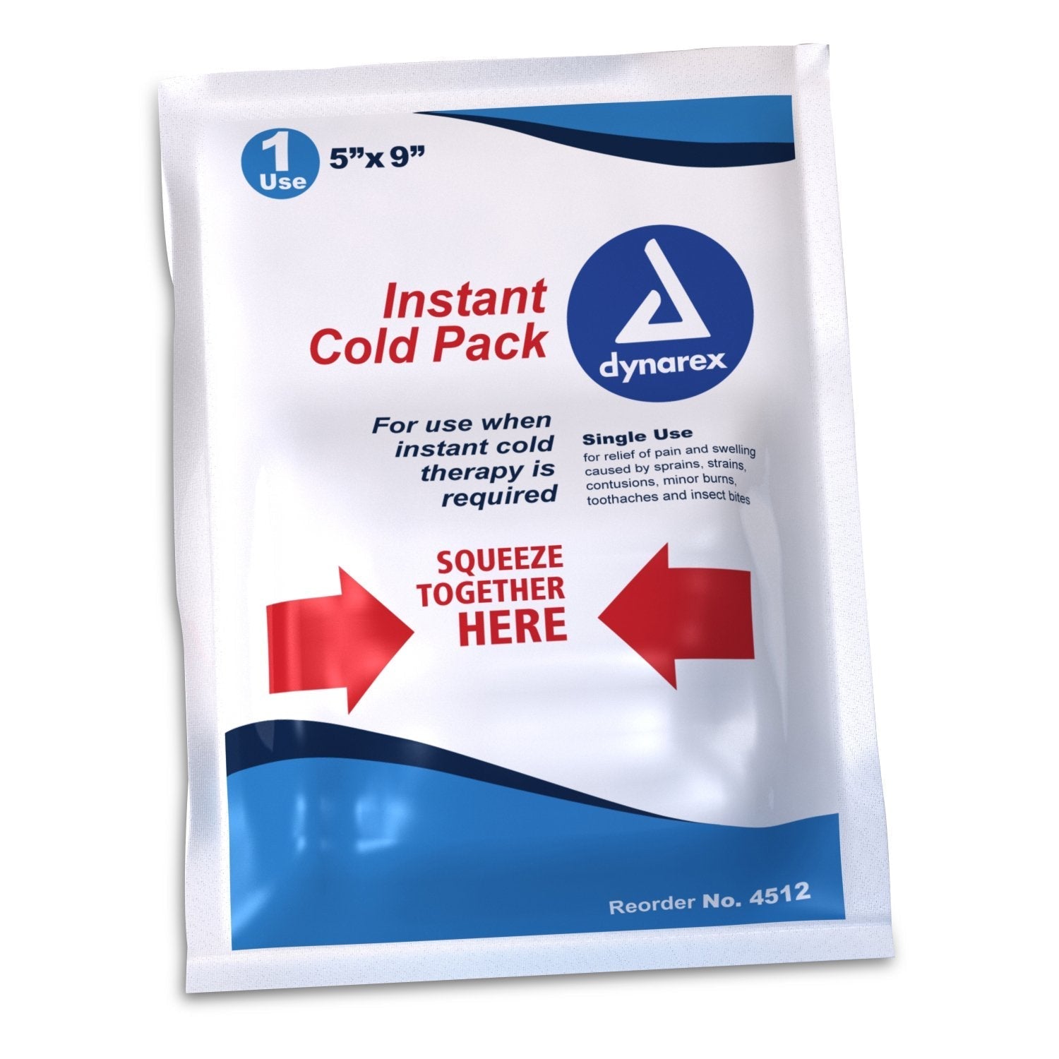 Instant Cold Pack Dynarex General Purpose One Size Fits Most 5 X 9 Inch Plastic / Calcium Ammonium Nitrate / Water Disposable
