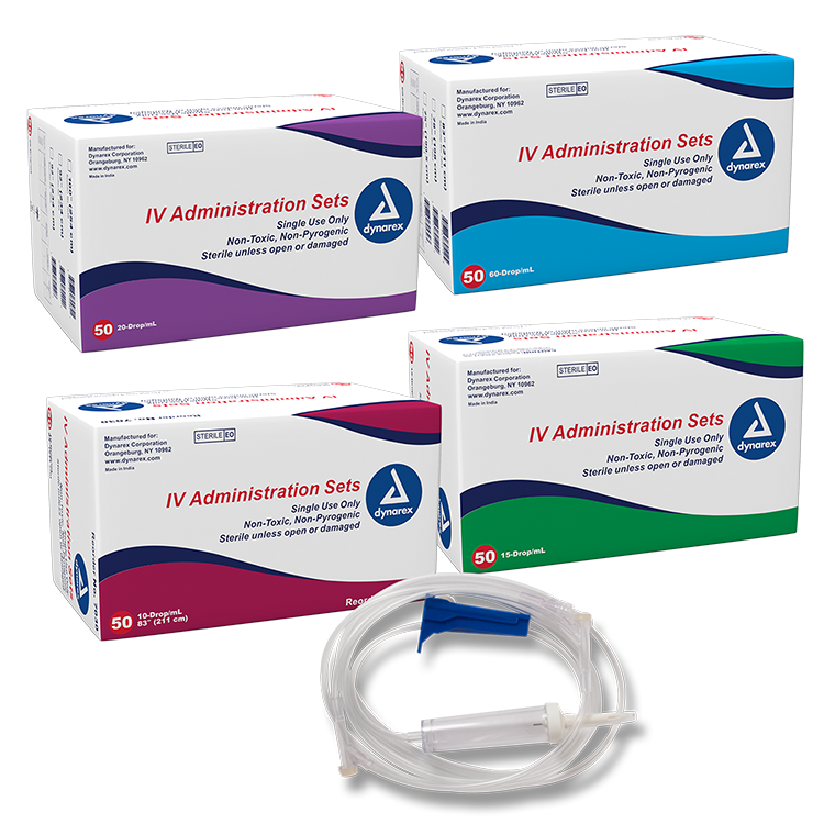 dynarex iv administration sets pack type 40 box per case