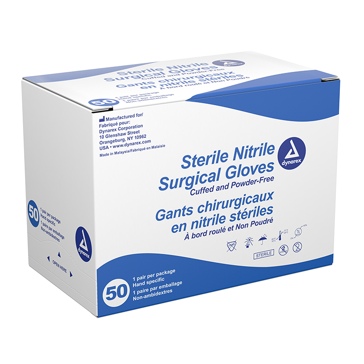 dynarex nitrile sterile surgical gloves pairs
