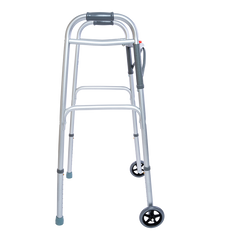 dynarex steel button folding walker with wheels adult