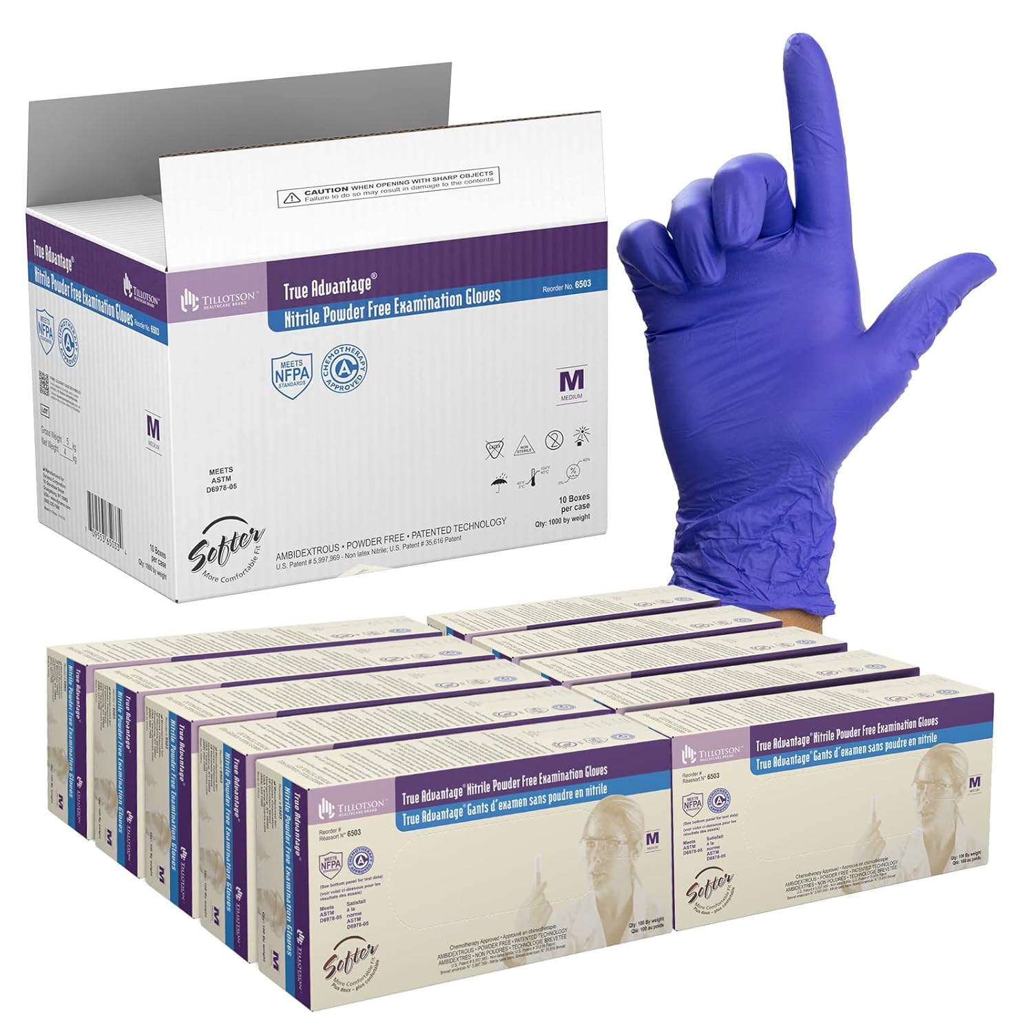 dynarex true advantage nitrile exam gloves powder free 100bx 10cs