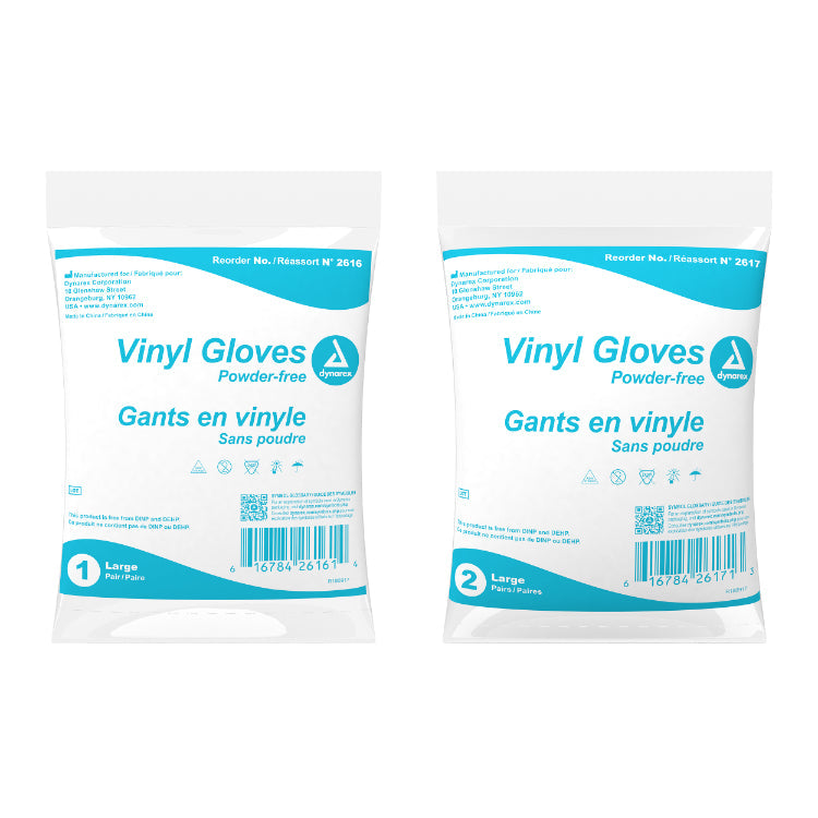 dynarex vinyl gloves in a bag powder free
