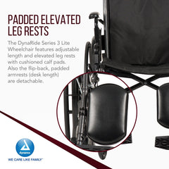 dynaride s3 lite wheelchair 18 x 16 w flip desk arm fr