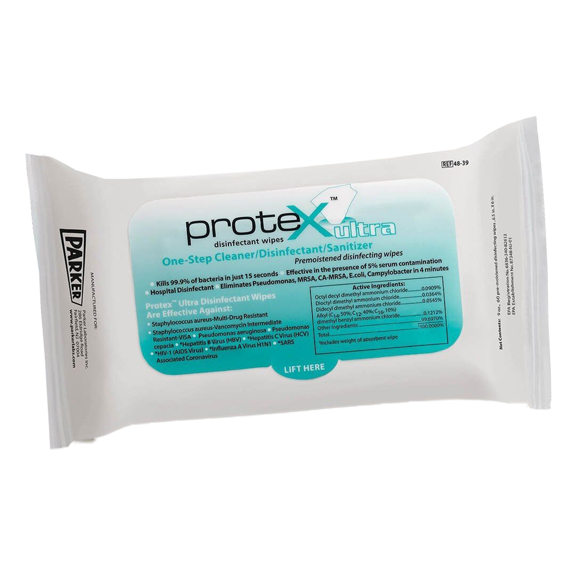 Protex Ultra Surface Disinfectant Cleaner Premoistened Broad Spectrum Manual Pull Wipe 60 Count Soft Pack Lemon Scent NonSterile