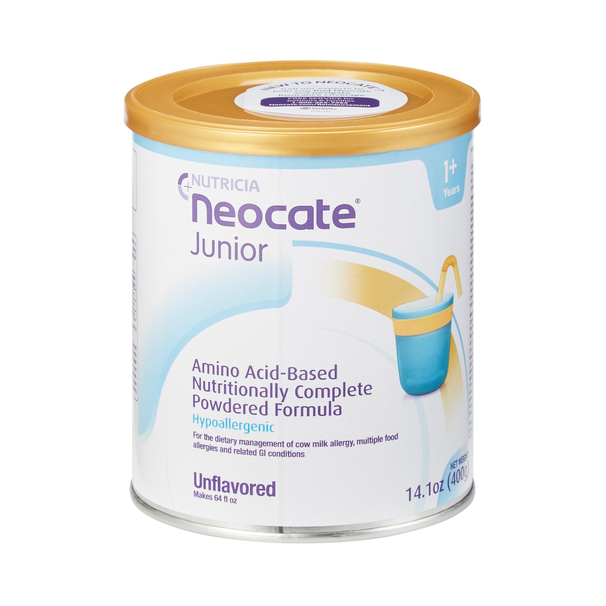 Pediatric Oral Supplement Neocate Junior Unflavored 14.1 oz. Can Powder Amino Acid Food Allergies