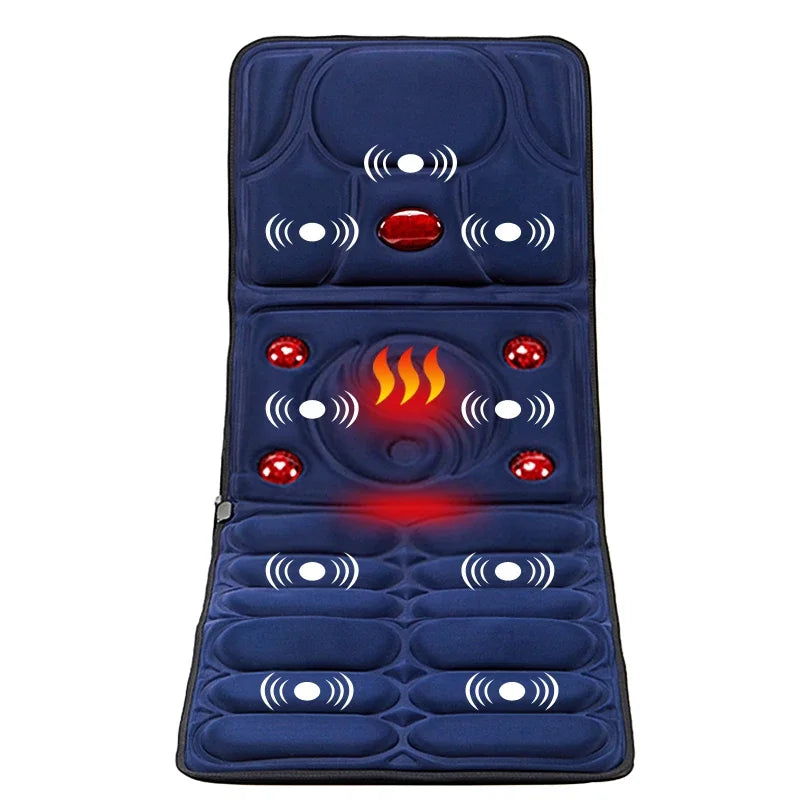 Vibration Heating Massage Cushion Cervical Neck Massage Acupressure Cushion Far Infrared Mattress Massage Mat 110-240V