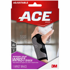 Wrist Brace 3M Ace Reversible Aluminum / Nylon / Polyester / Polyurethane / Spandex Left or Right Hand Black / Gray One Size Fits Most,Packaging Type- Each