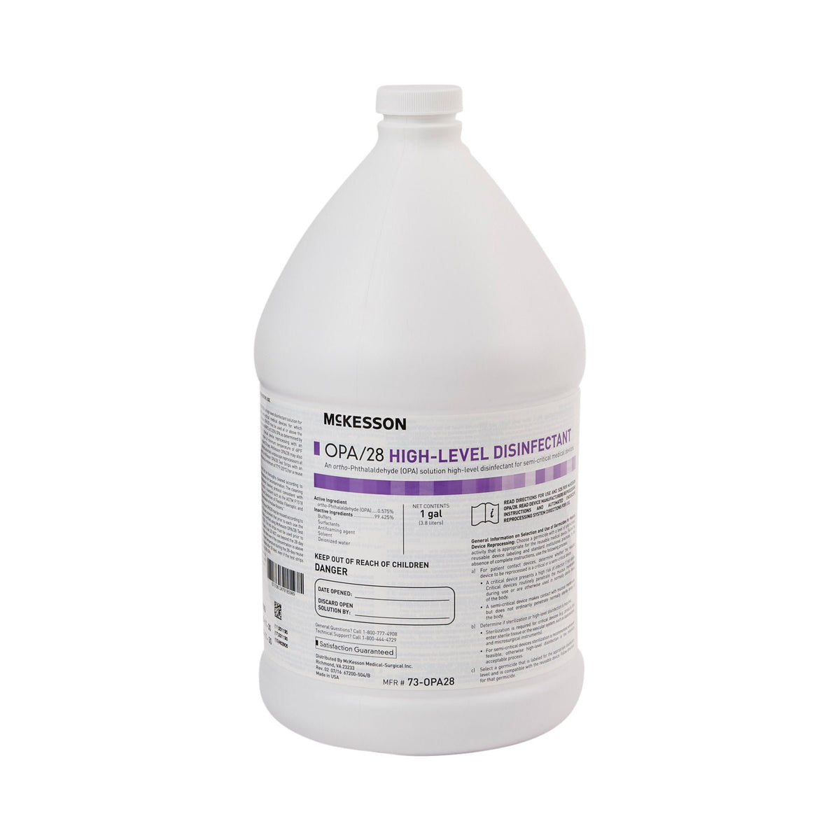 OPA High-Level Disinfectant McKesson OPA/28 RTU Liquid 1 gal. Jug Reusable Pack: EA