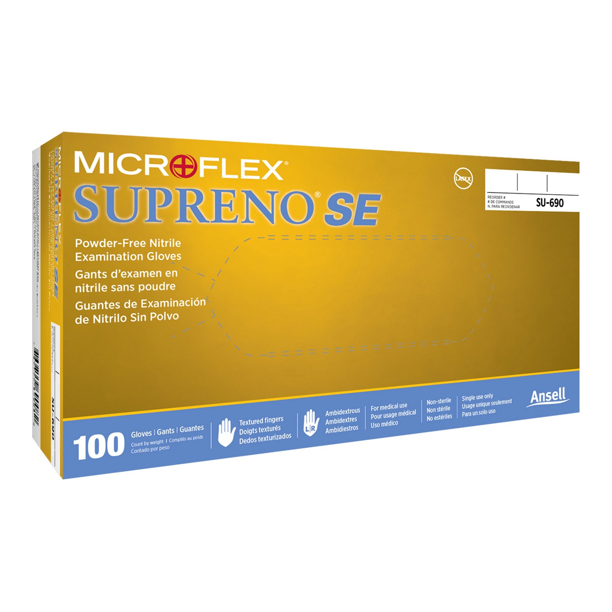 Exam Glove Supreno SE X Large NonSterile Nitrile Standard Cuff Length Textured Fingertips Blue Not Rated