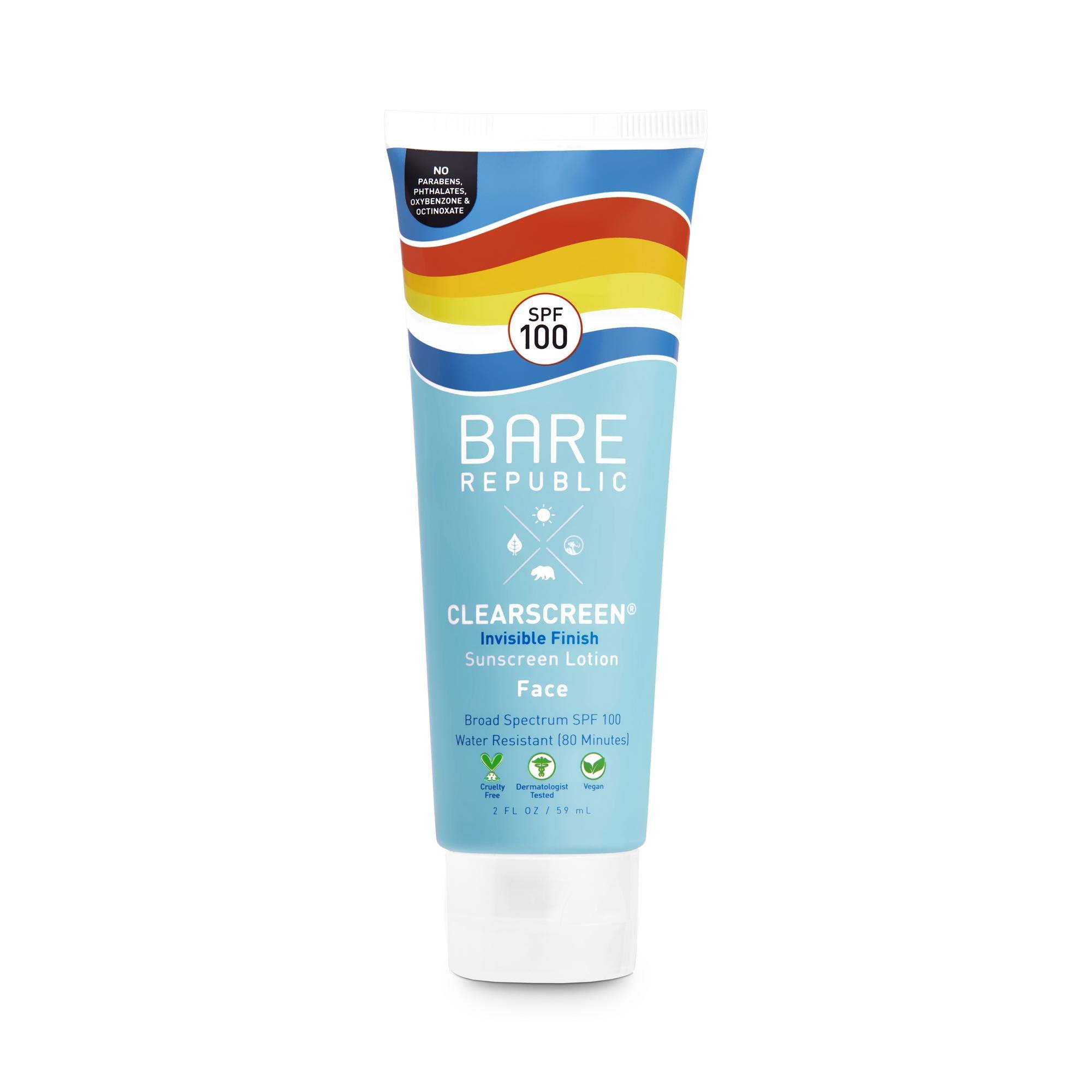 Sunscreen BARE Republic® Clearscreen® Face SPF 100 Lotion 2 oz. Tube