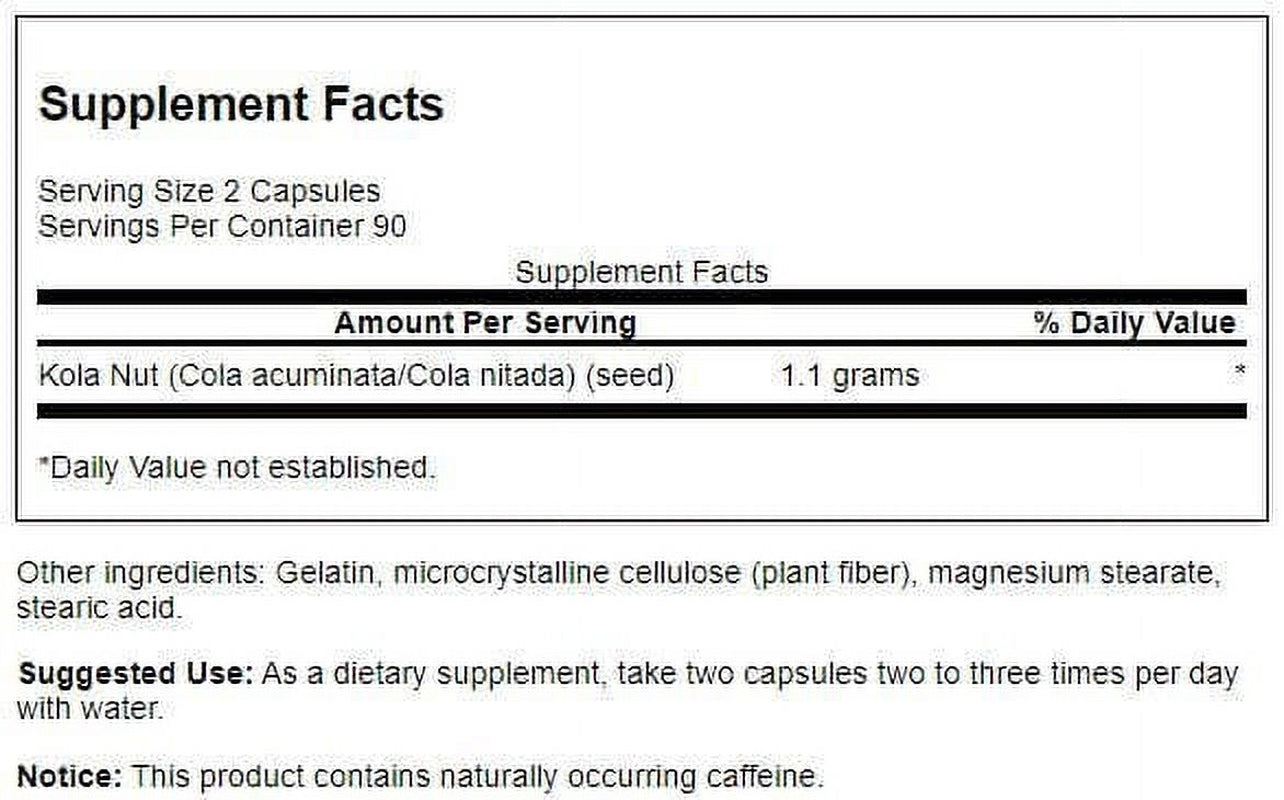 Swanson Full Spectrum Kola Nut 550 Mg 180 Caps 2 Pack