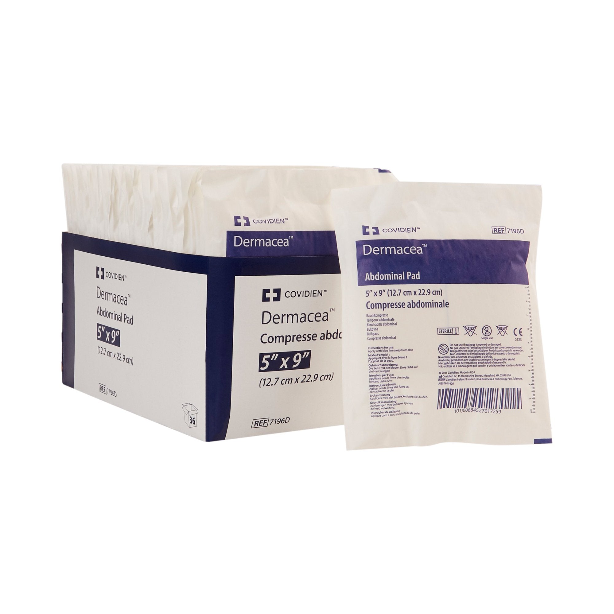 Abdominal Pad Dermacea 5 X 9 Inch Sterile 1 per Pack, Packaging Type- Case