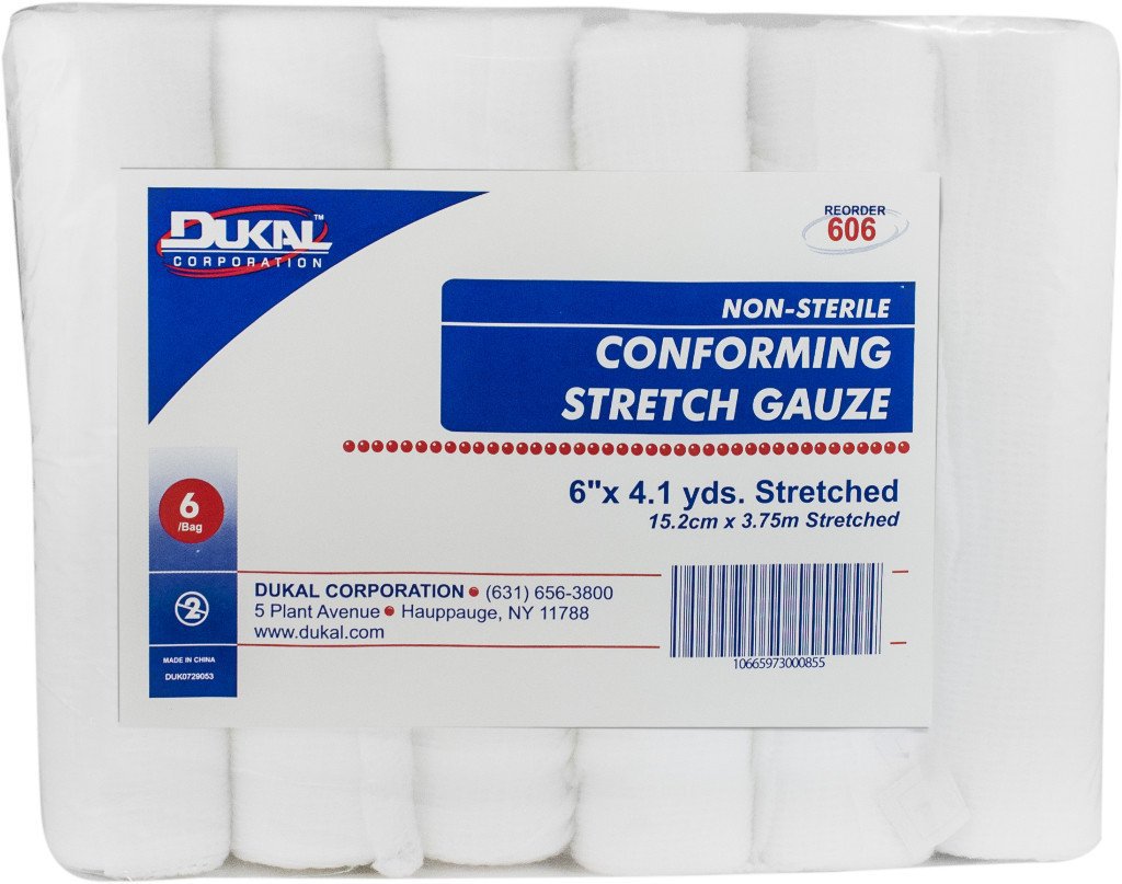 Conforming Bandage Dukal 6 Inch X 4-1/10 Yard 8-Ply NonSterile 6 per Pack, Packaging Type- Case