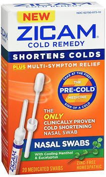 Cold and Sinus Relief Zicam 4X - 4X - 4X Strength Nasal Swab 20 per Box, Packaging Type- Box