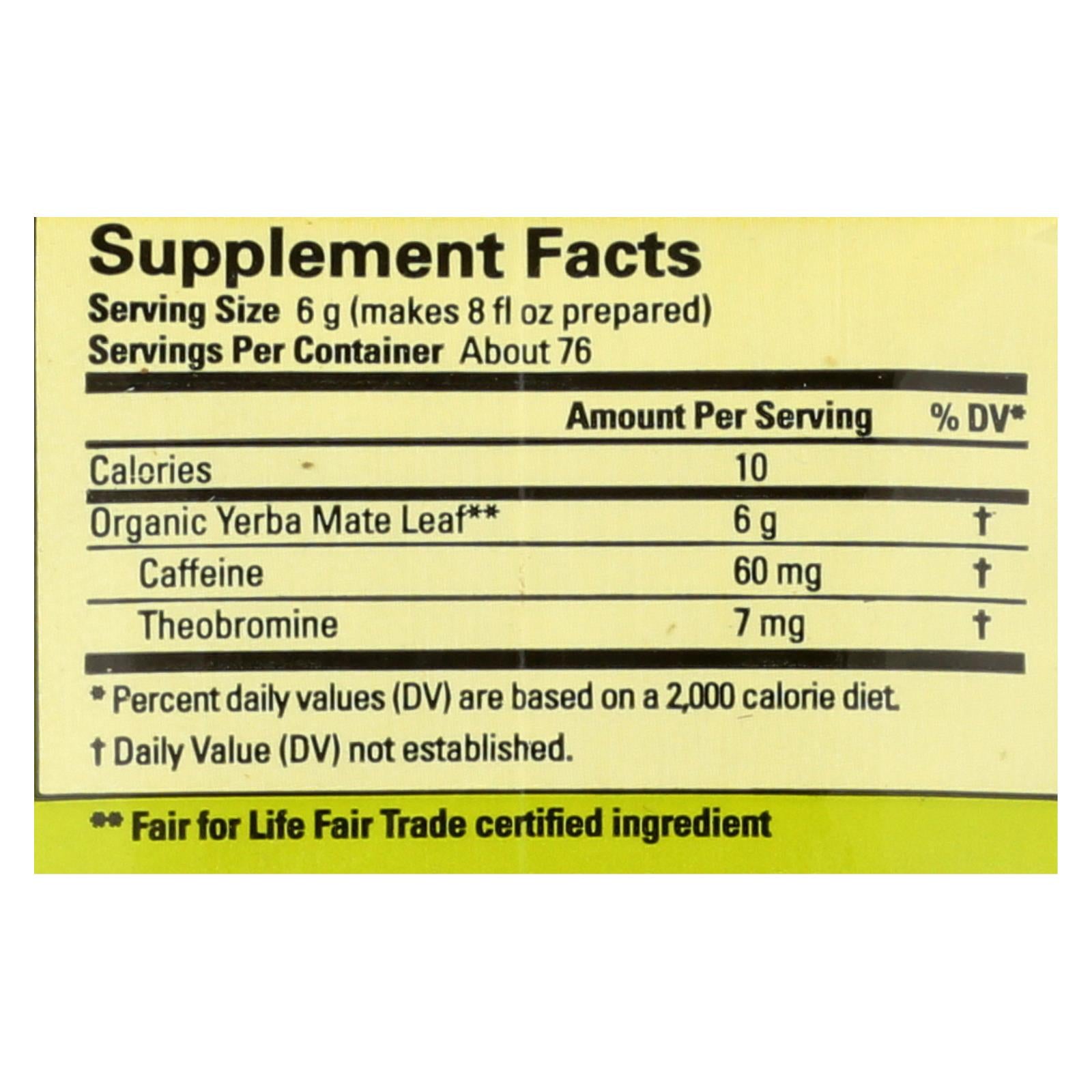 ecoteas organic yerba mate unsmoked green energy loose tea case of 6 1 lb