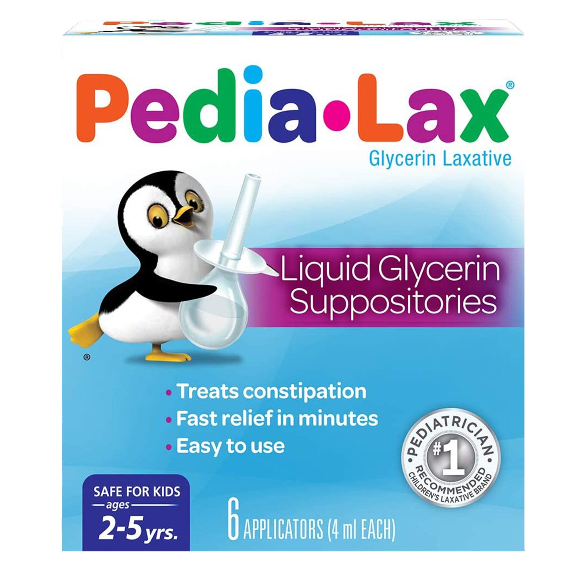 Laxative Pedia-Lax Suppository 6 per Box 2.8 Gram Strength Glycerin, Packaging Type- Box