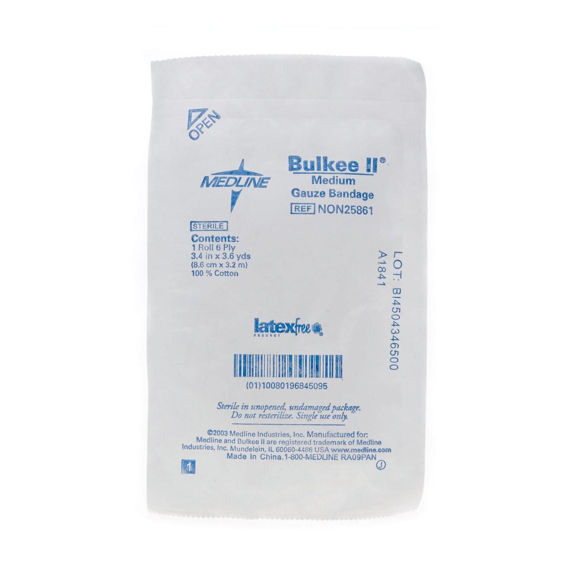 Fluff Bandage Roll Bulkee II 3-2/5 Inch X 3-3/5 Yard 6-Ply Sterile 1 per Pack