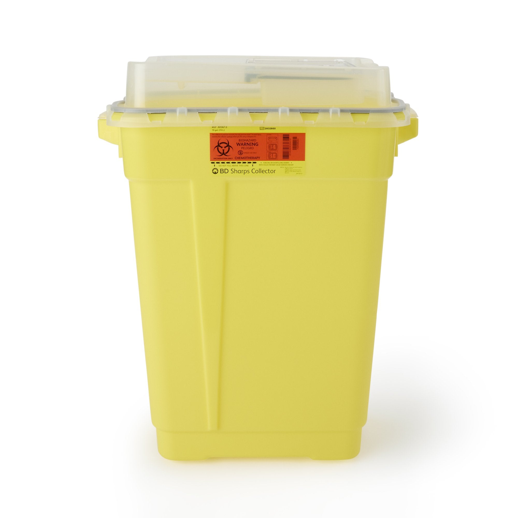 Chemotherapy Waste Container BD Yellow Base 26-1/4 H X 20 W X 14-3/4 D Inch Vertical Entry 19 Gallon