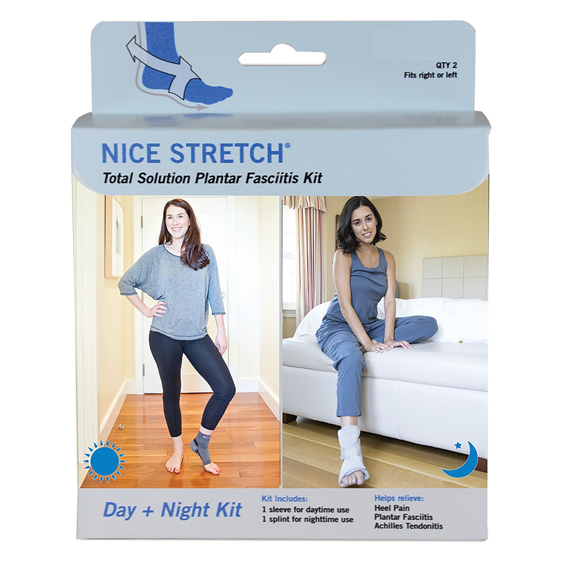 Plantar Fasciitis Support Kit Nice Stretch Total Solution Plantar Fasciitis Relief Kit Large / X Large Hook and Loop Closure / Pull On Sleeve: Male 5 and Up / Female 6 and Up Splint: One Size Fits Most Left or Right Foot
