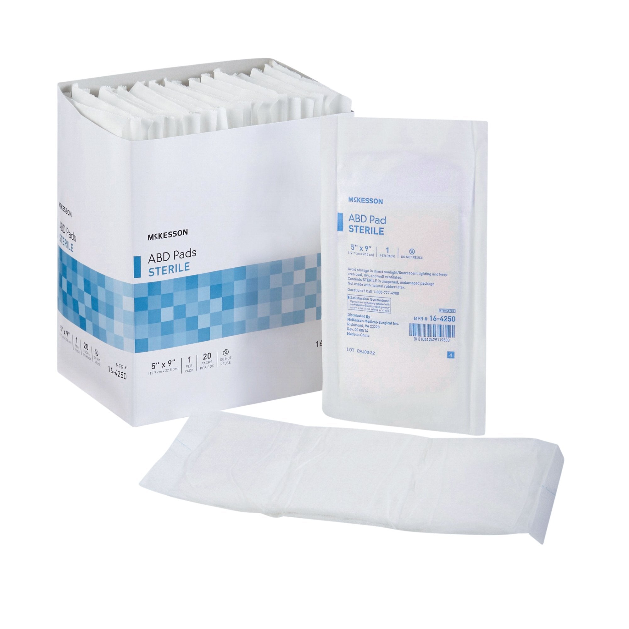 Abdominal Pad McKesson 5 X 9 Inch Sterile 1 per Pack, Packaging Type- Box