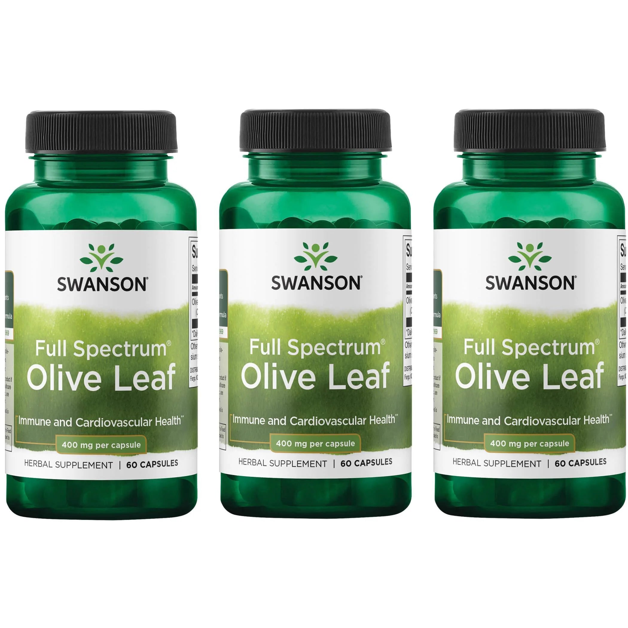 Swanson Full Spectrum Olive Leaf 400 Mg 60 Caps 3 Pack