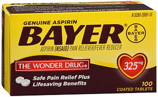 Pain Relief Bayer 325 mg Strength Aspirin Tablet 100 per Box, Packaging Type- Box