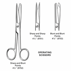 Operating Scissors- Sharp/blunt- 4 1/2  Straight