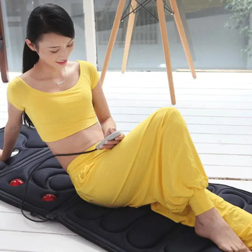 Vibration Heating Massage Cushion Cervical Neck Massage Acupressure Cushion Far Infrared Mattress Massage Mat 110-240V