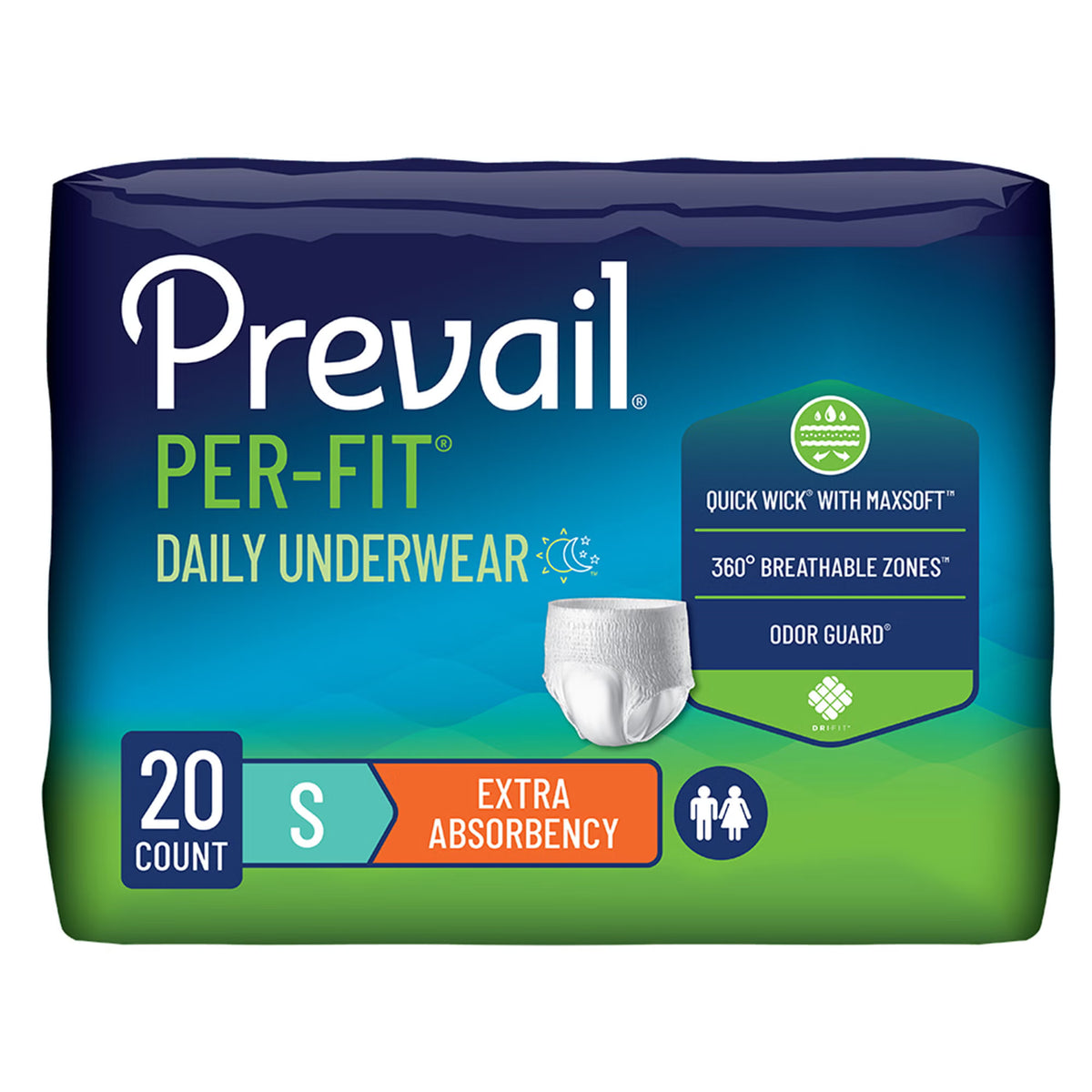 Prevail Per-Fit Extra Absorbent Underwear – Heavy Absorbency, Small–2X-Large Pack / Small