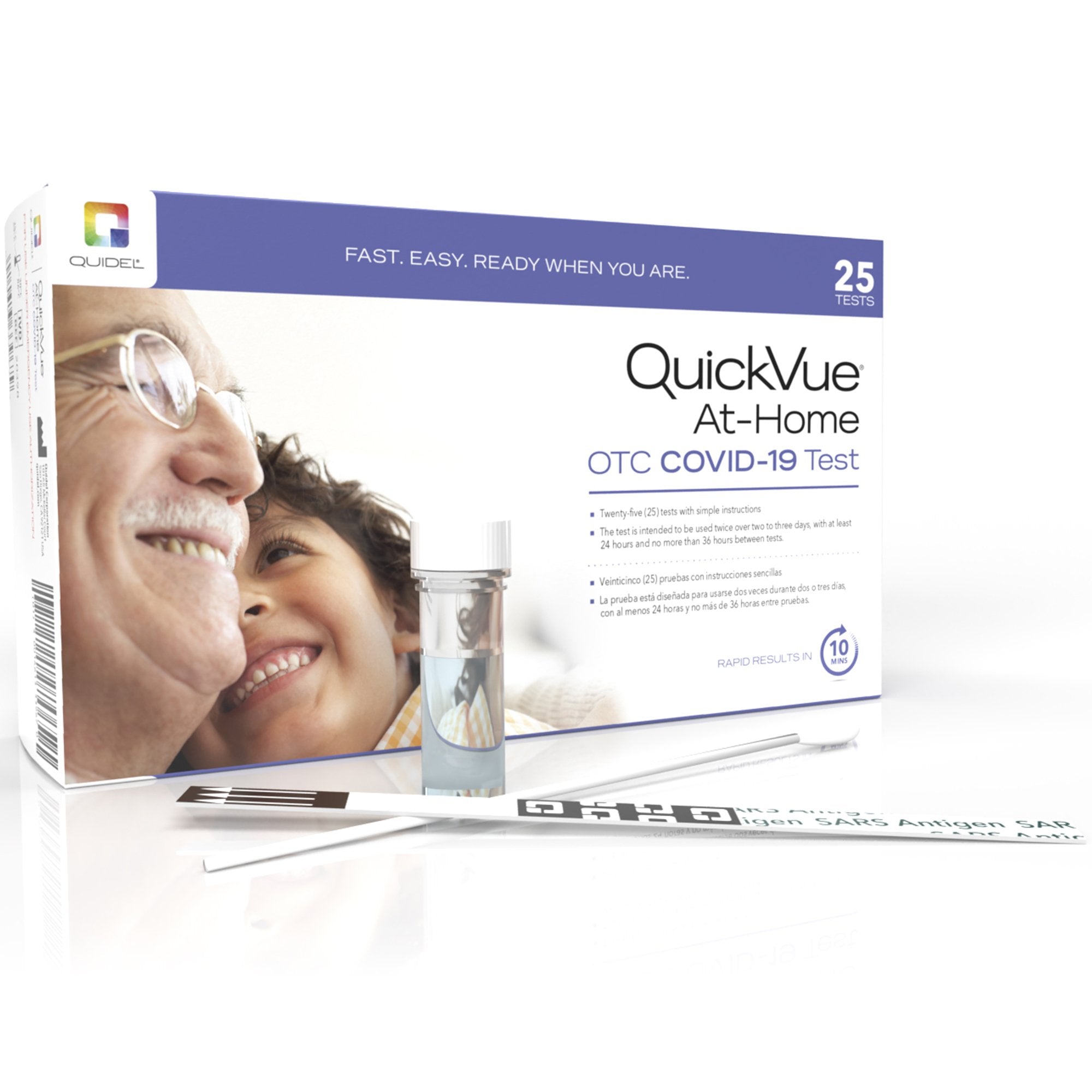 Respiratory Test Kit QuickVue At-Home OTC COVID-19 Test 25 Tests CLIA Waived, Packaging Type- Case