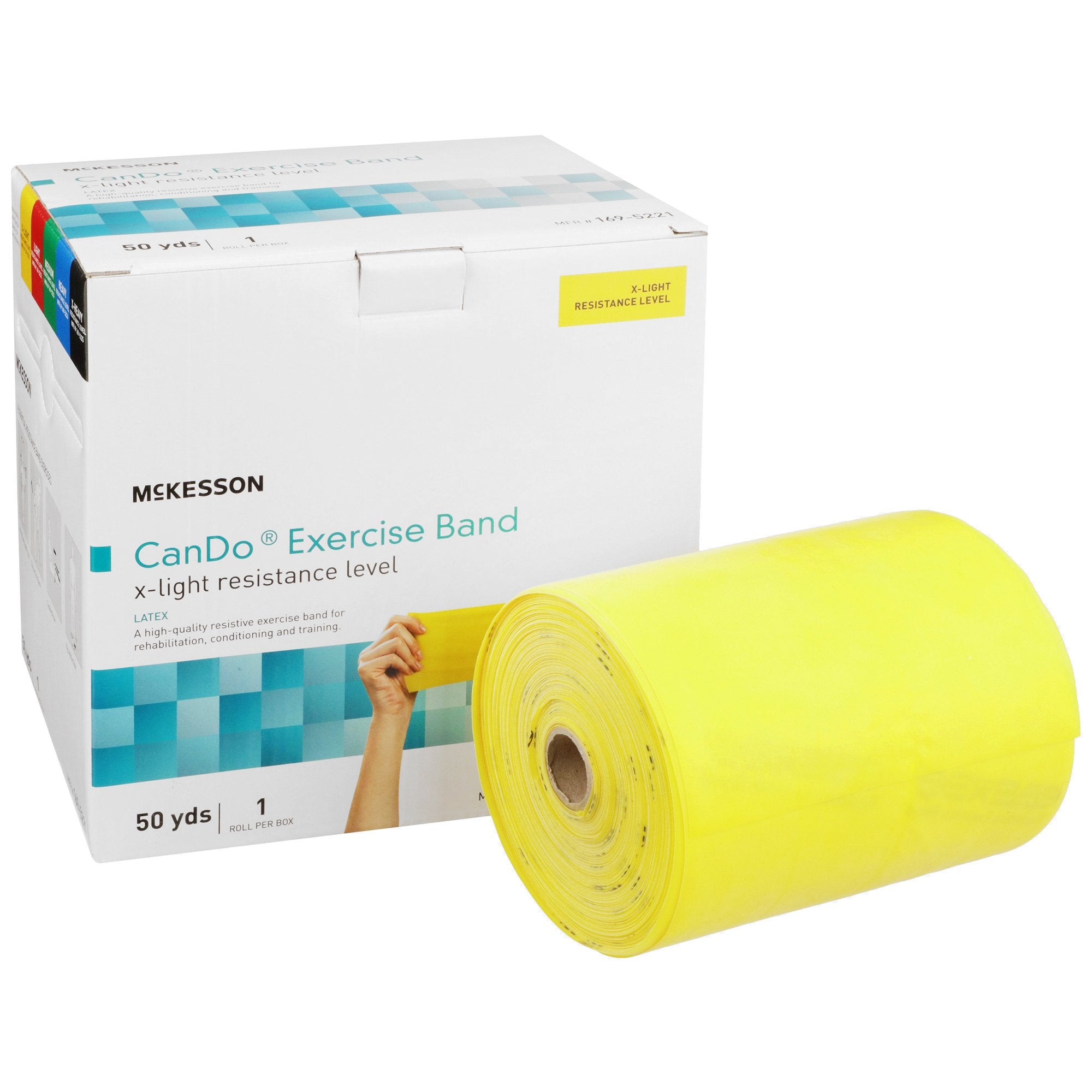 Exercise Resistance Band McKesson CanDo Yellow 5 Inch X 50 Yard X-Light Resistance, Packaging Type- Each