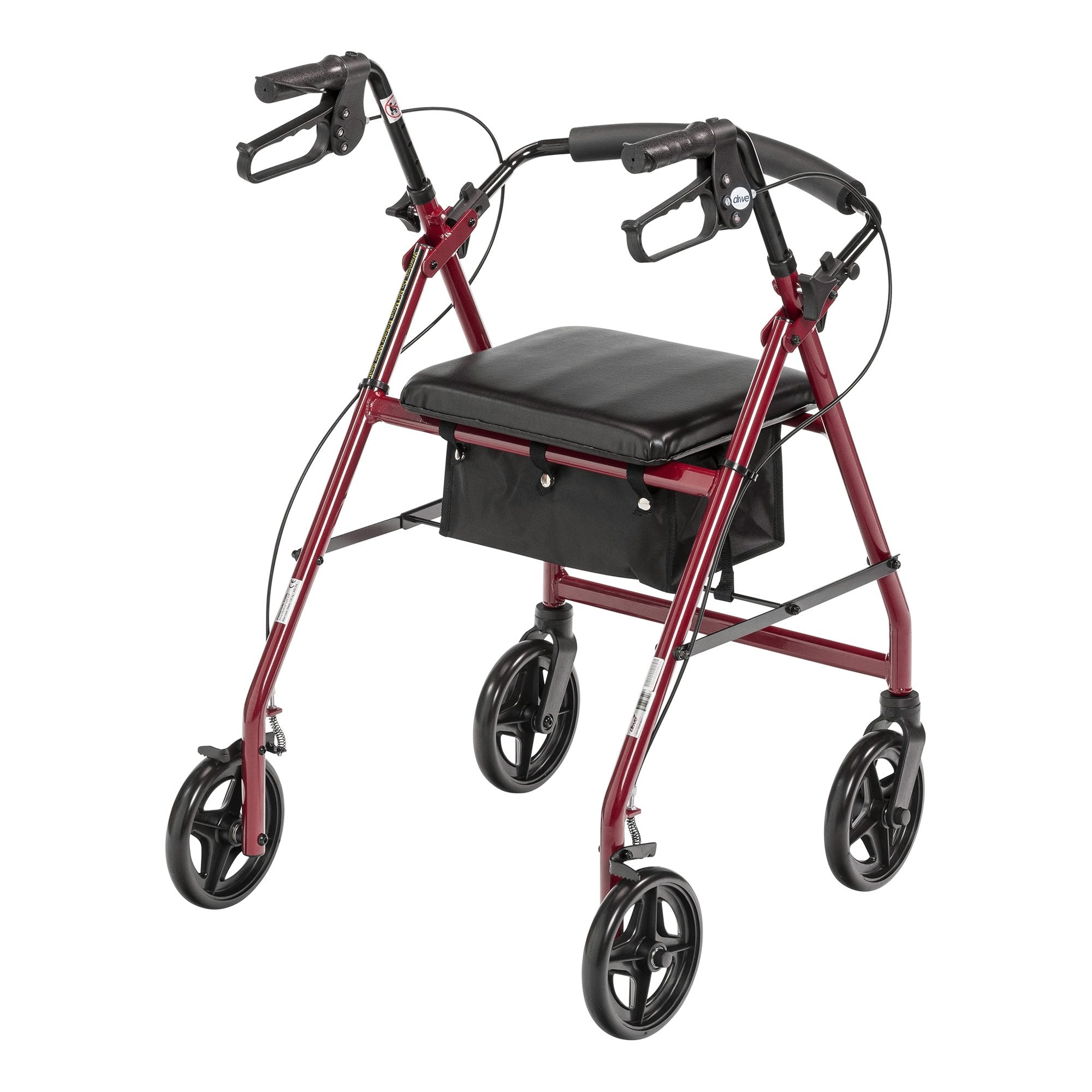 4 Wheel Rollator McKesson Red Adjustable Height Aluminum Frame, Packaging Type- Case