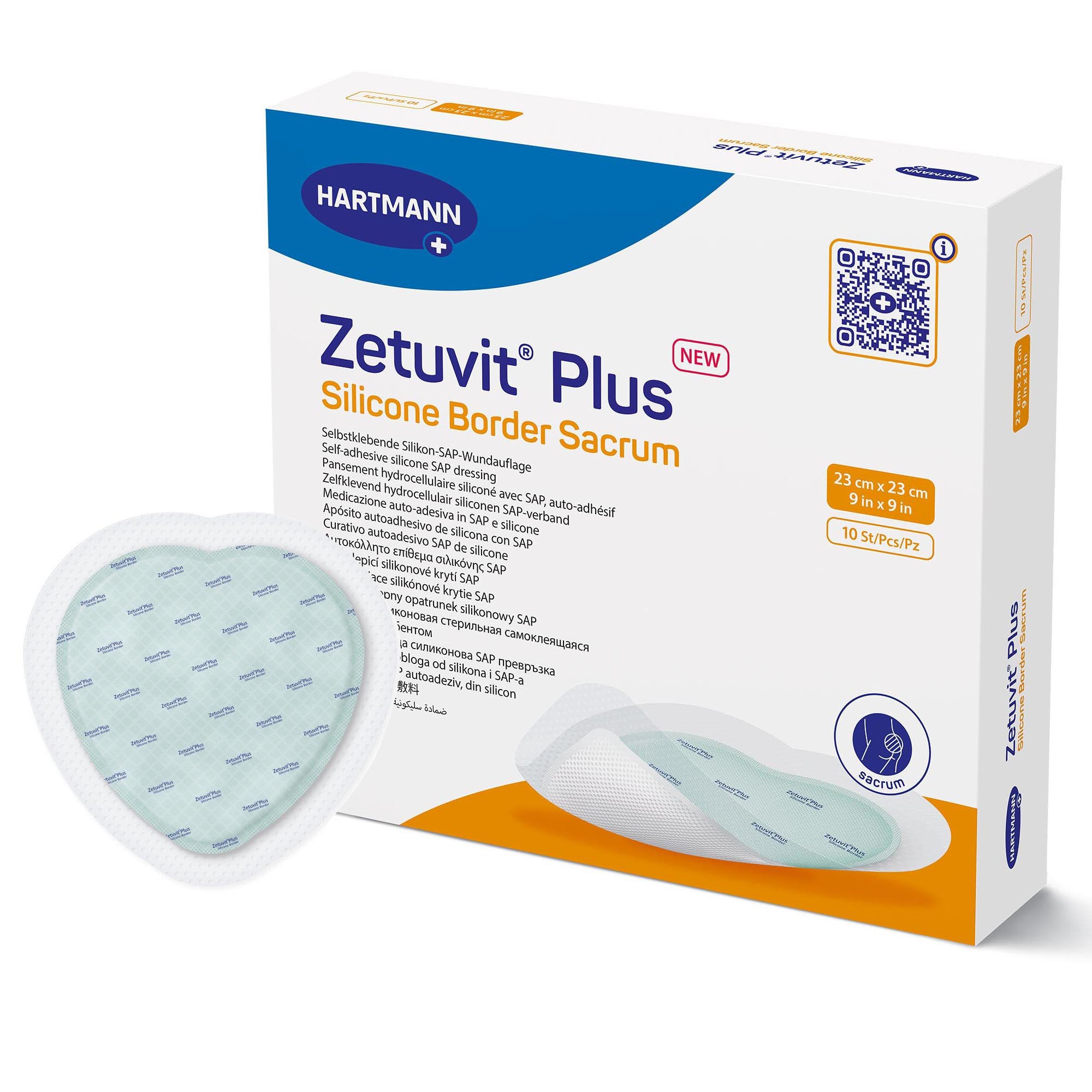 Super Absorbent Dressing Zetuvit® Plus Silicone Border Silicone Adhesive 9 X 9 Inch Sacral