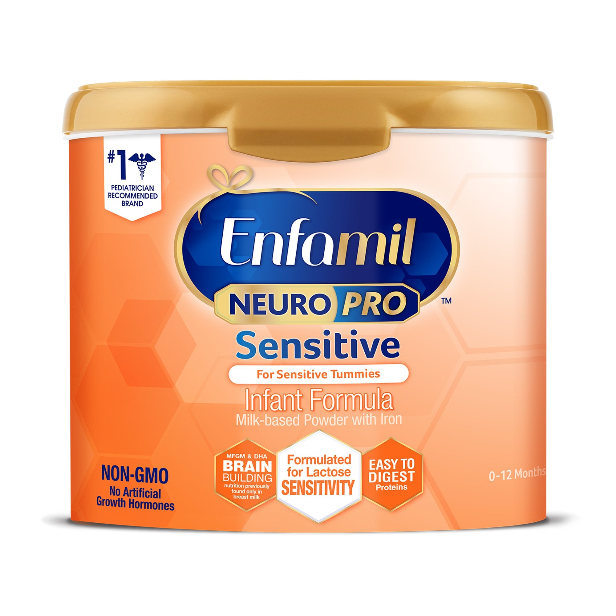 Infant Formula Enfamil NeuroPro Sensitive Unflavored 19.5 oz. Canister Powder Milk-Based Lactose Intolerance