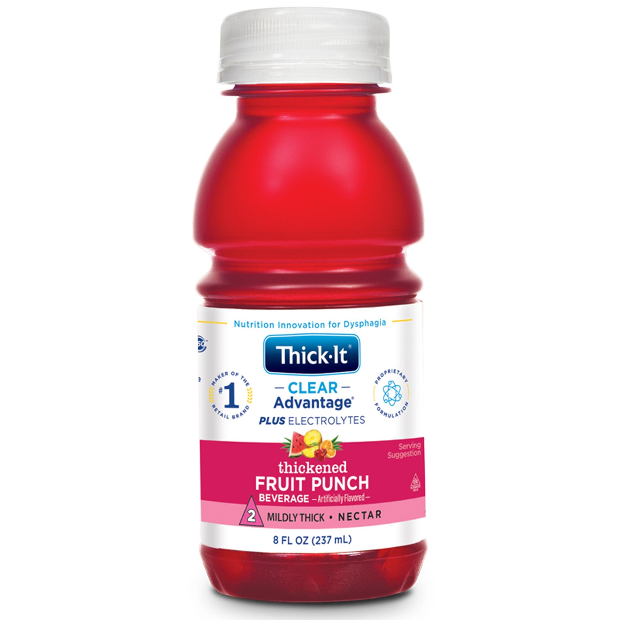 Thickened Beverage Thick-It Clear Advantage Plus Electrolytes 8 oz. Bottle Fruit Punch Flavor Liquid IDDSI Level 2 Mildly Thick, Packaging Type- Case