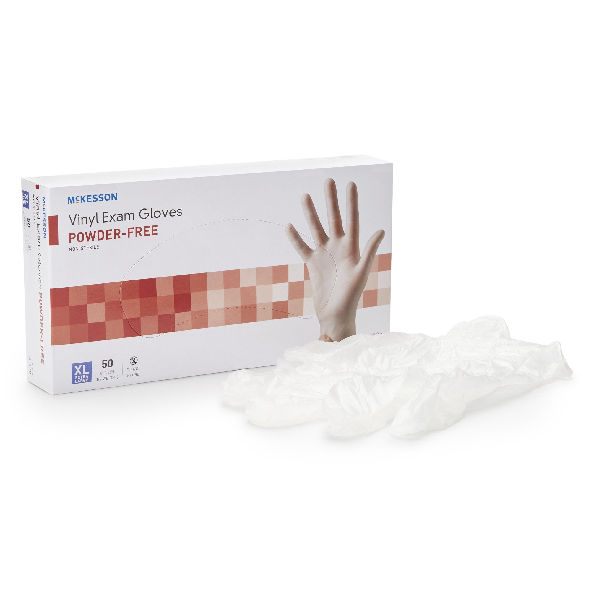 Exam Glove McKesson Confiderm X-Large NonSterile Vinyl Standard Cuff Length Smooth Clear Not Rated, Packaging Type- Box