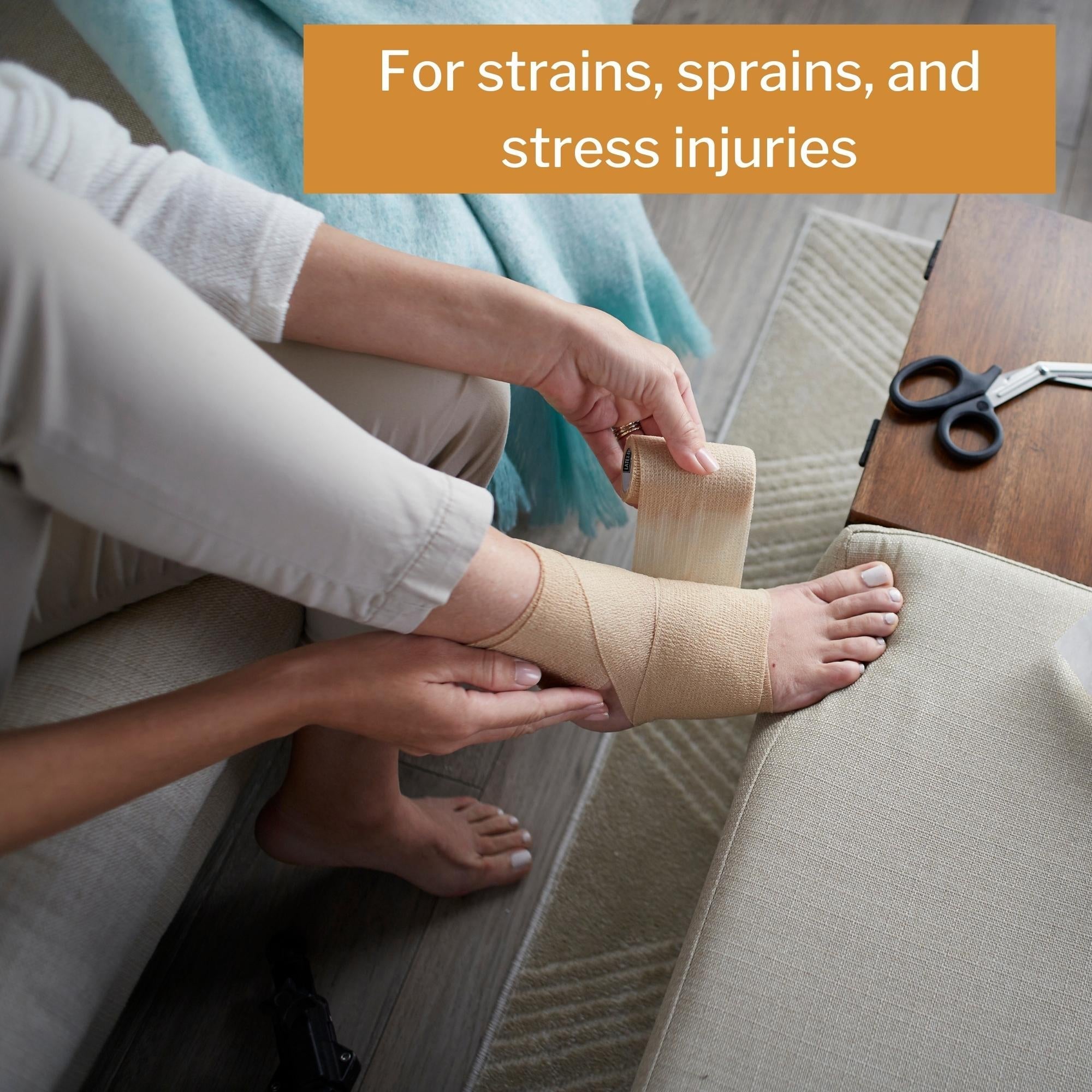 elastic bandage mckesson 3 inch x 5 yard single hook and loop closure tan nonsterile standard compression packaging type box