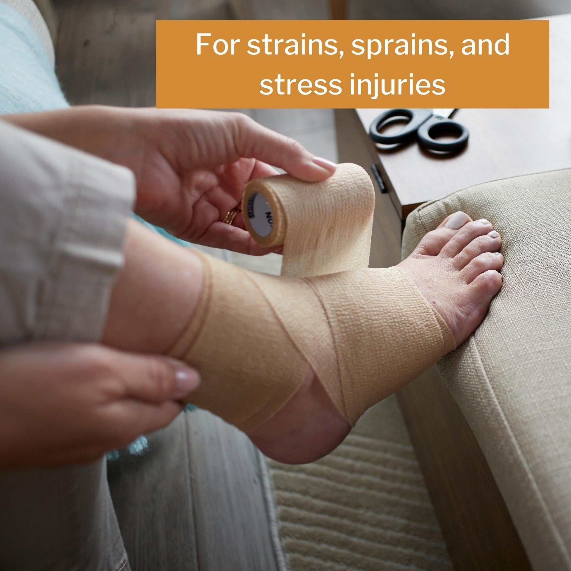 elastic bandage mckesson 4 inch x 5 yard single hook and loop closure tan nonsterile standard compression packaging type box