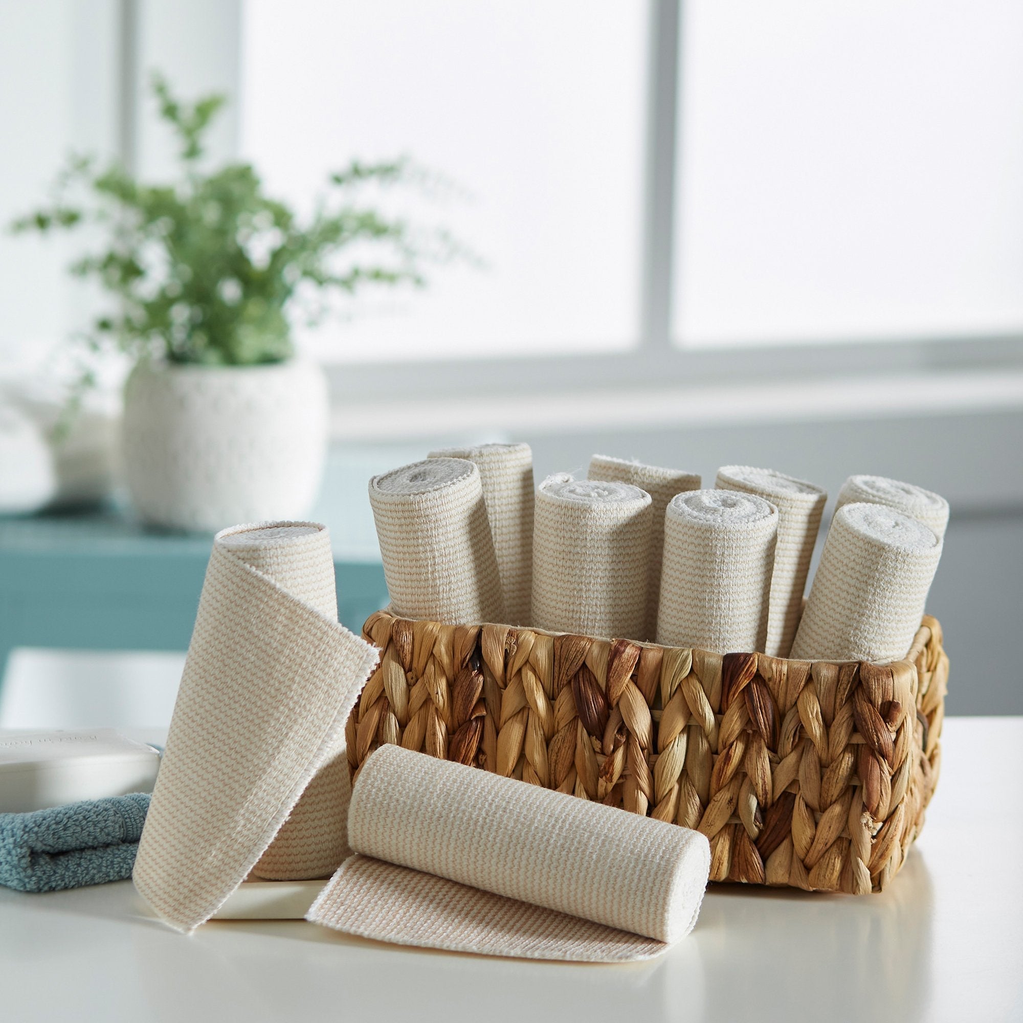 elastic bandage mckesson 6 inch x 5 yard single hook and loop closure tan nonsterile standard compression packaging type box