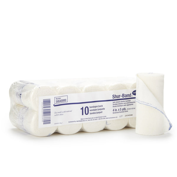 Elastic Bandage Shur Band LF 4 Inch X 5 Yard Single Hook and Loop Closure Natural NonSterile Standard Compression