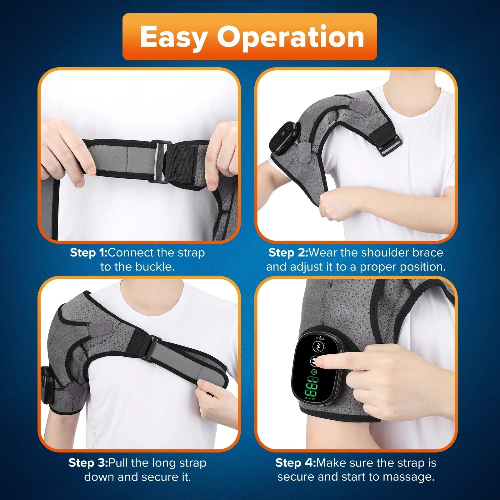 Electric Heating Shoulder Massager Pad  3-Level Vibration & Heat Therapy  for Pain Relief