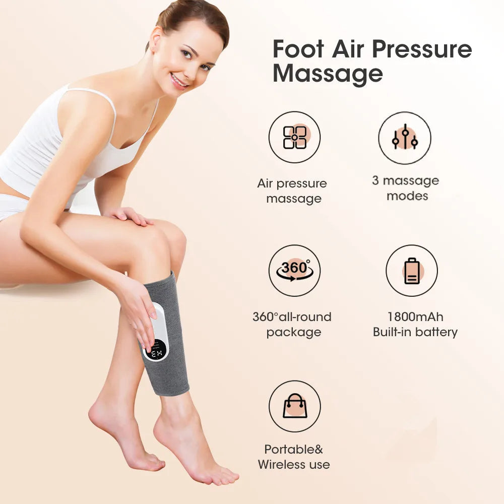 electric leg massager charging calf air compression massager with three massage modes thigh and knee 360 all round packag