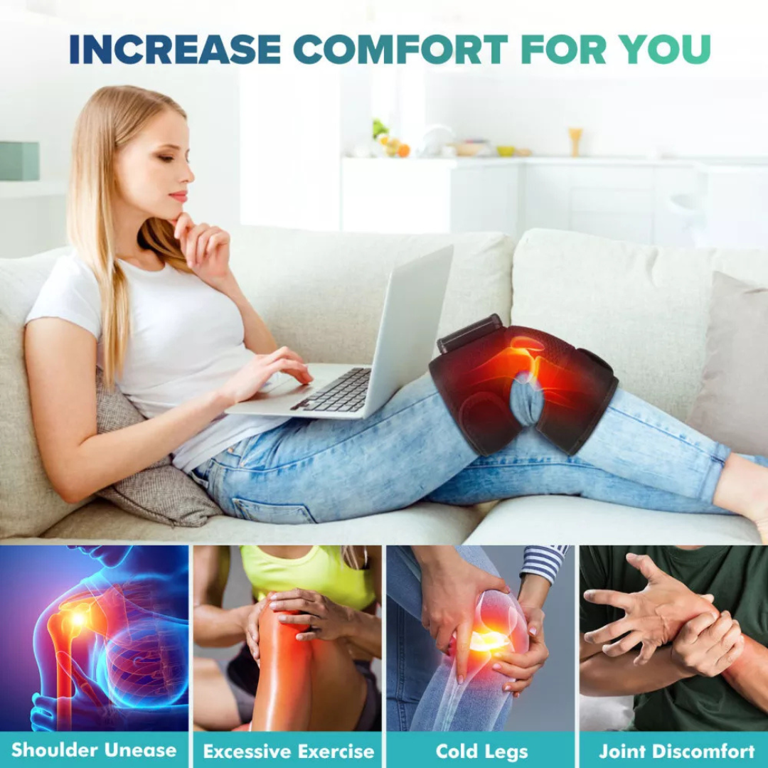 electrically heated knee pads shoulder pads elbow pads old cold legs joints vibration warmth hot compress massager