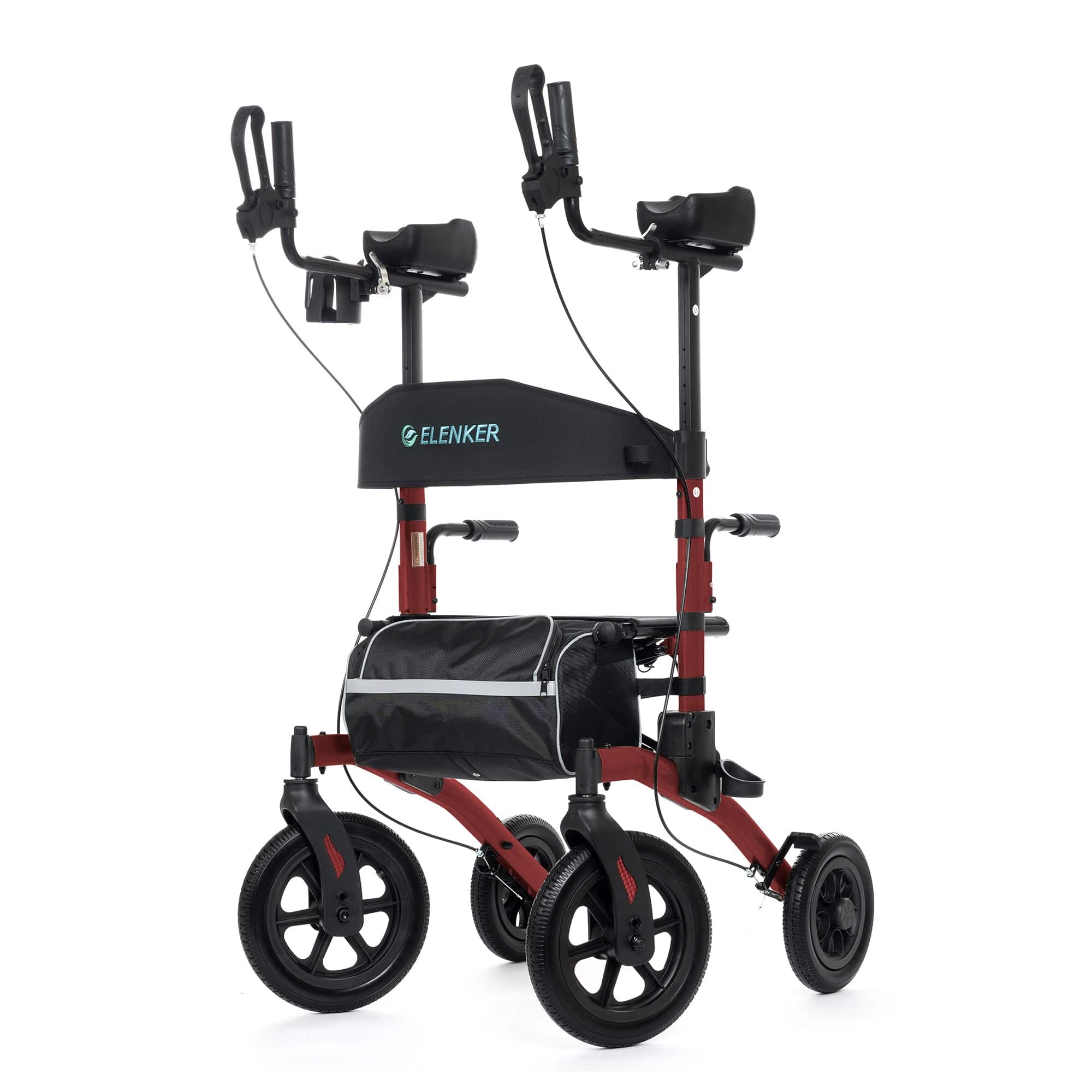 elenker all terrain upright rollator walker stand up rolling walker with seat 12 non pneumatic tire wheels