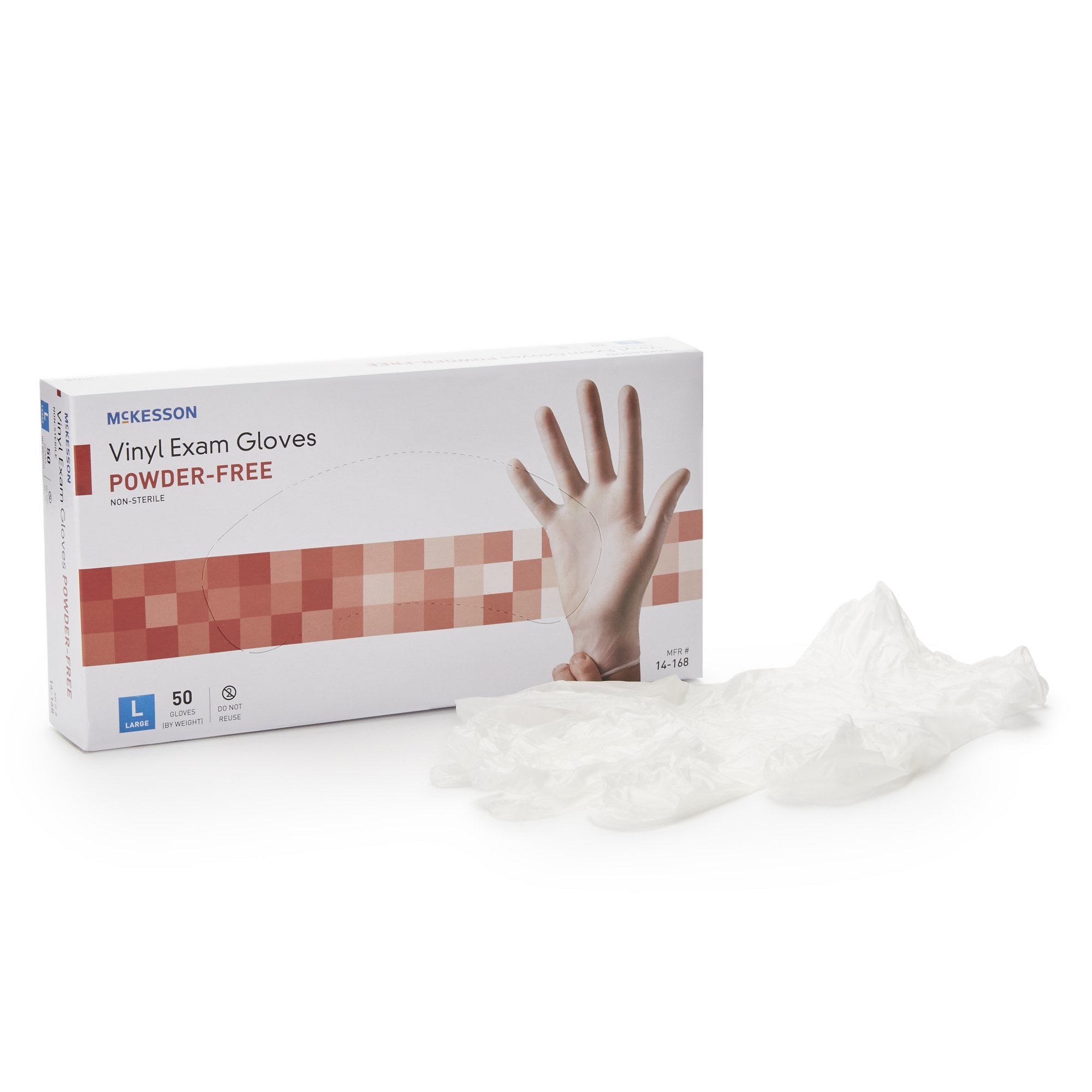 Exam Glove McKesson Confiderm Large NonSterile Vinyl Standard Cuff Length Smooth Clear Not Rated